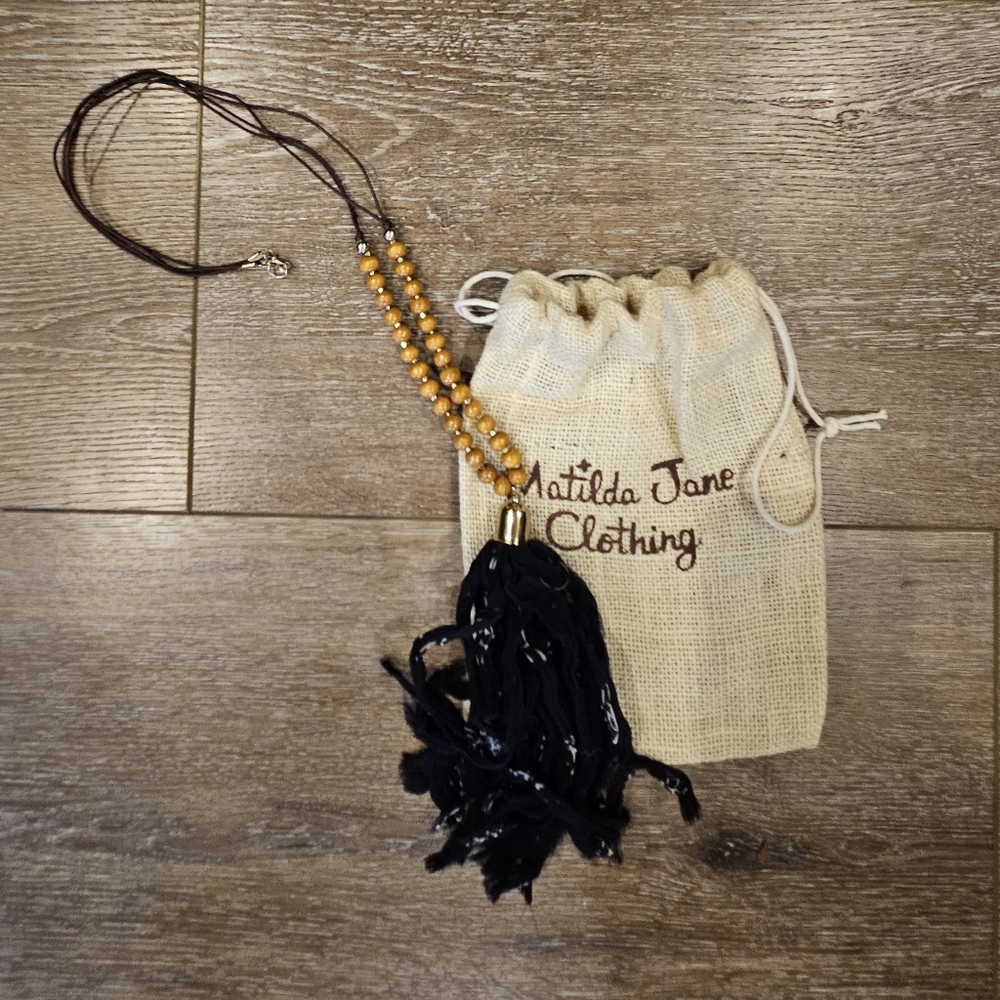 Matilda Jane Yellow Beaded Necklace with Black Tassel